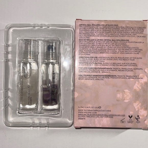 Amethyst and Rose Quartz ~ Crystal Ball Rollergloss Duo BNIB - Picture 4 of 4
